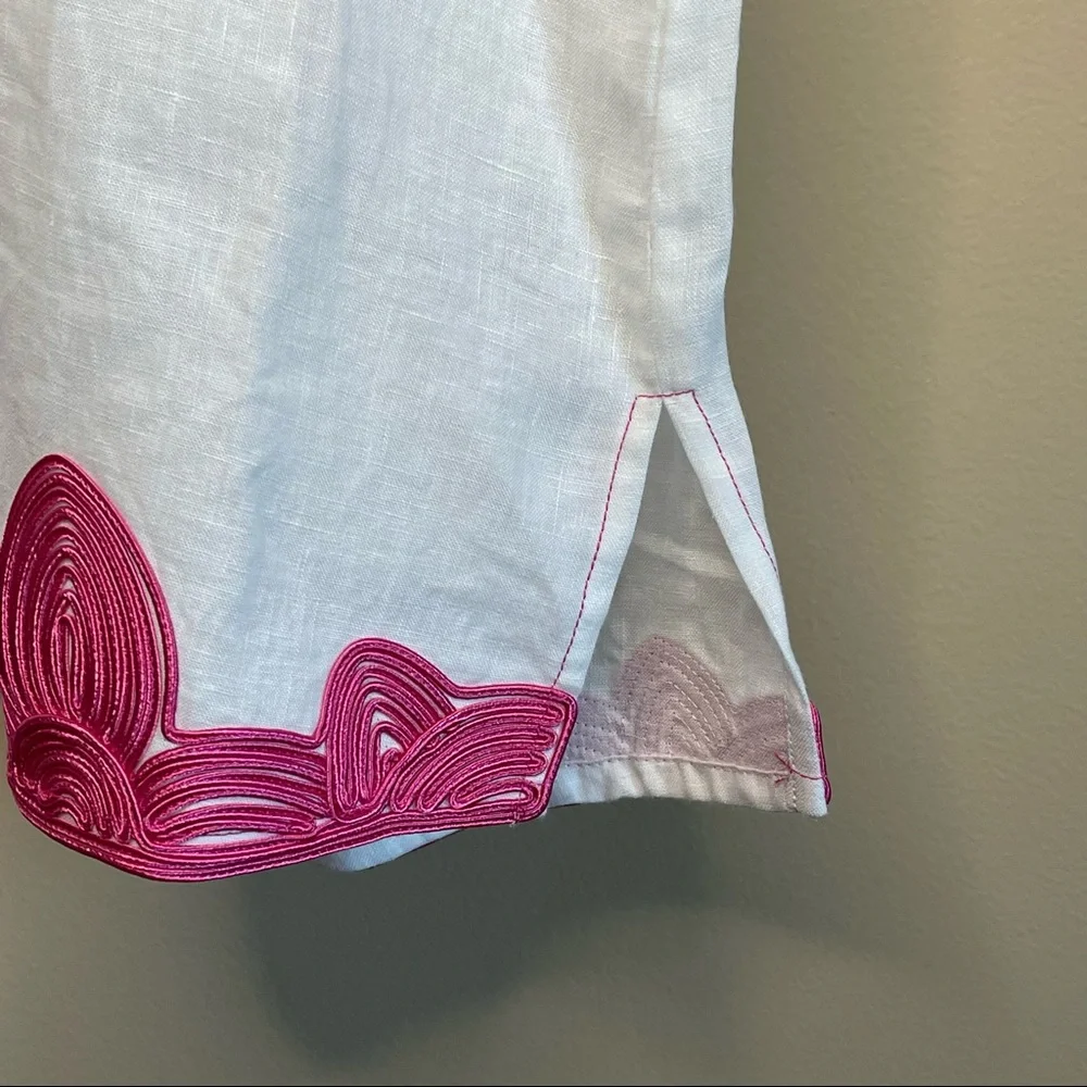 Boden Bella Embroidered Linen Dress Size US 4 Regular in White/Pink - Picture 7 of 9